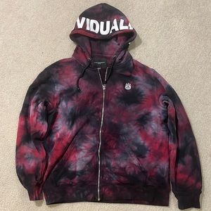 Cult of Individuality Merlot tie dye mens zip hoodie